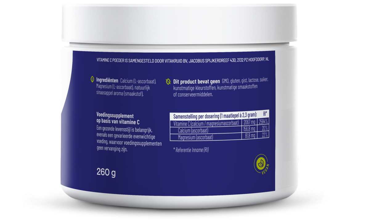 Vitakruid Vitamine C poeder Calcium- & Magnesiumascorbaat