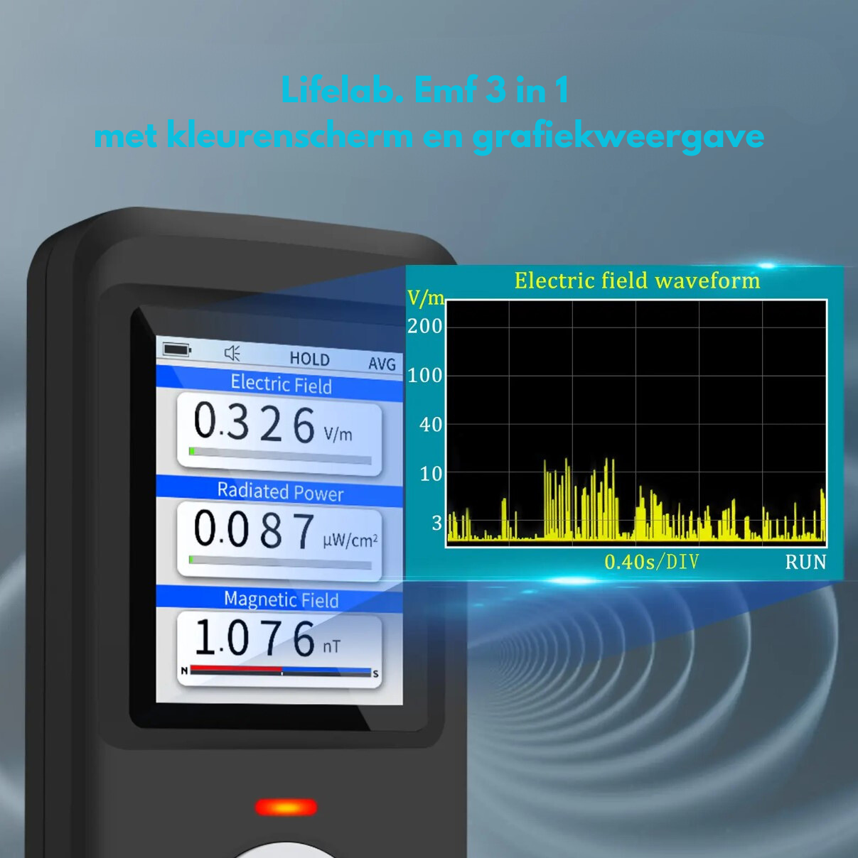 Lifelab EMF Straling Meter — 3-in-1 met Kleurenscherm