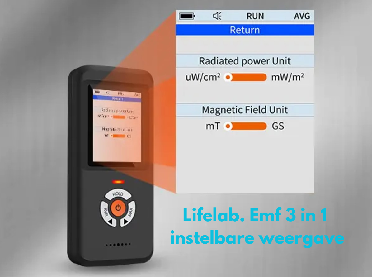 Lifelab EMF Straling Meter — 3-in-1 met Kleurenscherm