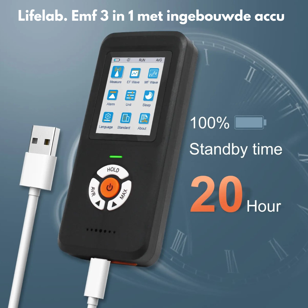 Lifelab EMF Straling Meter — 3-in-1 met Kleurenscherm